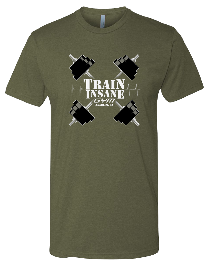 TI Barbells Mens Premium Fitted CVC Crew (MilitaryGreen)